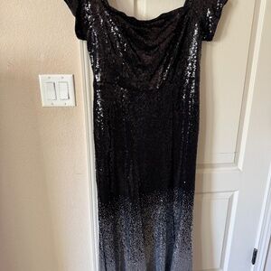 Torrid Black And Silver Ombré Sequin Off-shoulder Dress